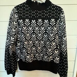 Daniel Rainn Sweater Size women’s S Black & white Crochet lace mock Turtleneck